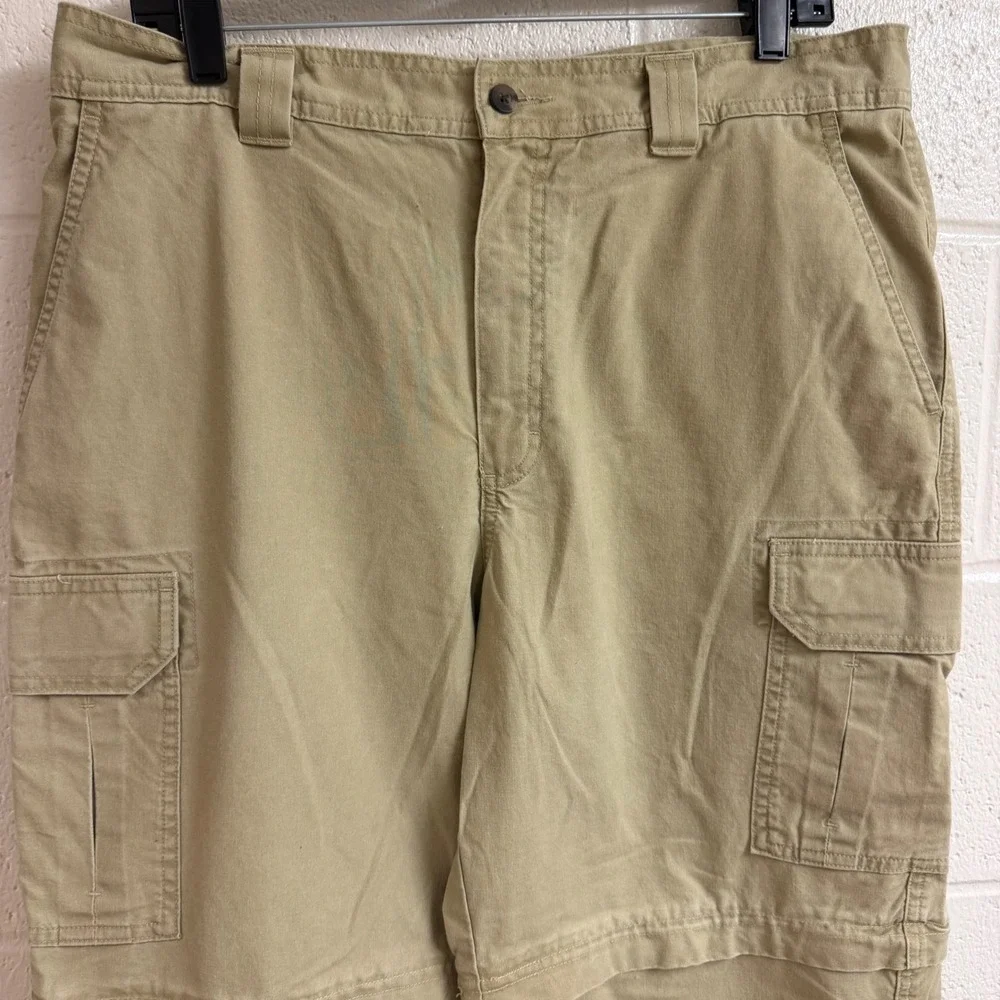 LL Bean Mens Convertible Zip Off Cargo Pants 35x32 Khaki Utility Hiking Pants